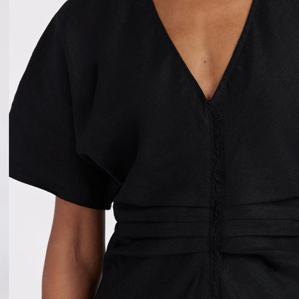 DISSH Linen fringing Black Midi Dress - Picture 5 of 7